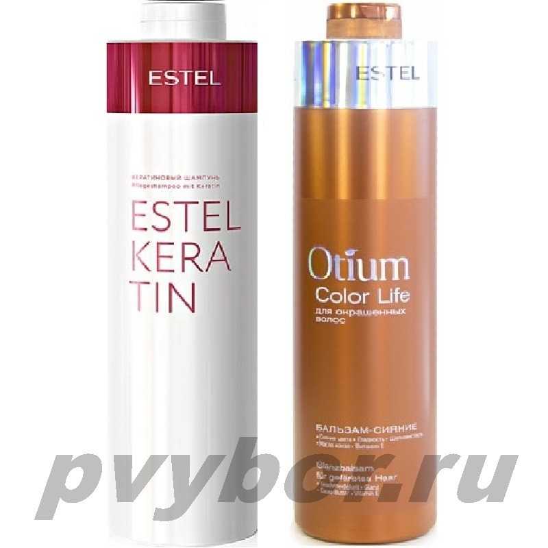 Кератиновый шампунь для волос ESTEL KERATIN 1000 мл + Бальзам-сияние для окрашенных волос OTIUM COLOR LIFE, 1000 мл