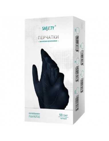 Перчатки виниловые Safety, черные, размер M, 50 пар